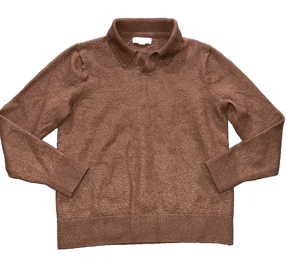 The Commons Long Sleeve 100% Merino wool Johnny Collar Sweater Polo M A010923